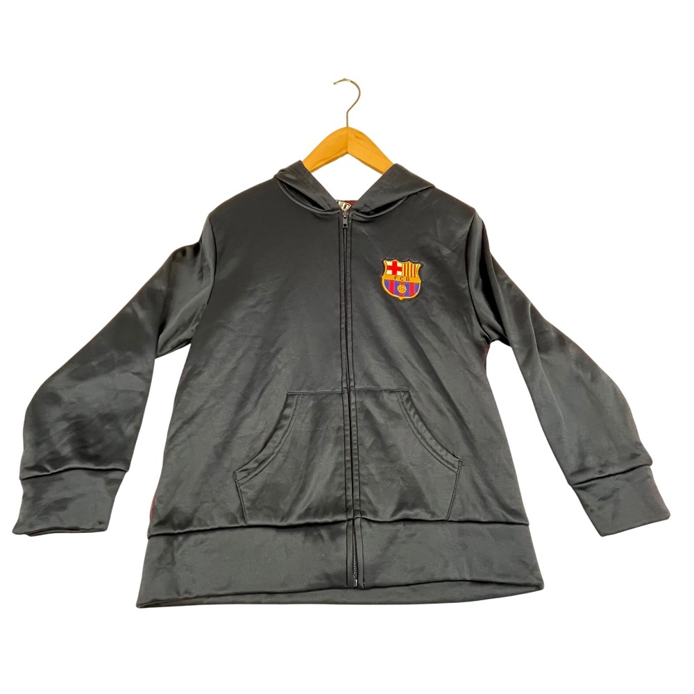 FC Barcelona Full Zip Hoodie Navy Blue Soccer Track Jacket Mens Medium SC1_1011B